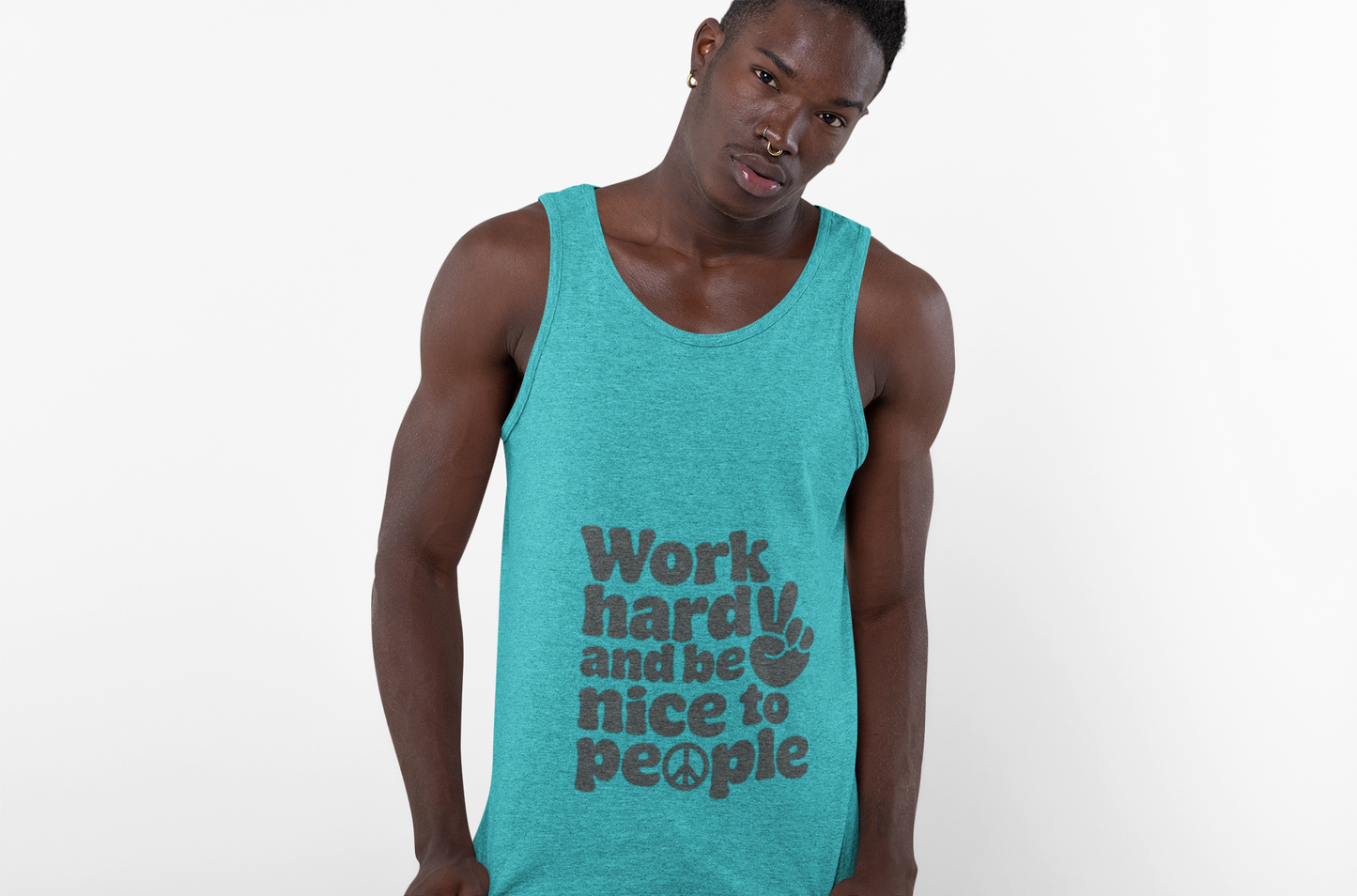 Motivation Racerback Tank - Work Hard and Be Nice to People